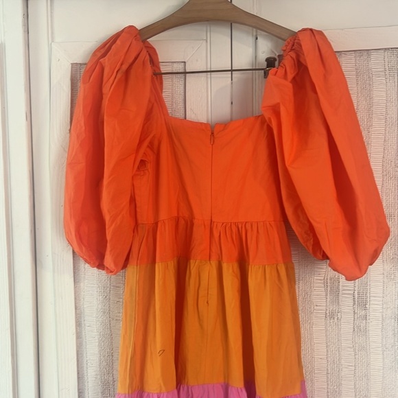NWOT Anthropologie Farm Rio Puff Sleeve Ruffle Tiered Colorblock Maxi Dress XS - Picture 9 of 10